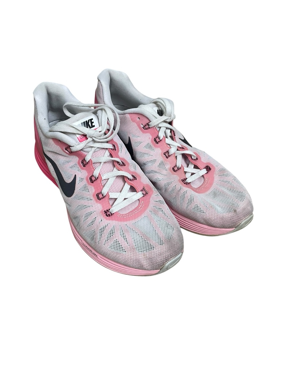 Nike LunarGlide 6 White Pink Pow Space Pink Women's Running Shoes Size 8.5
